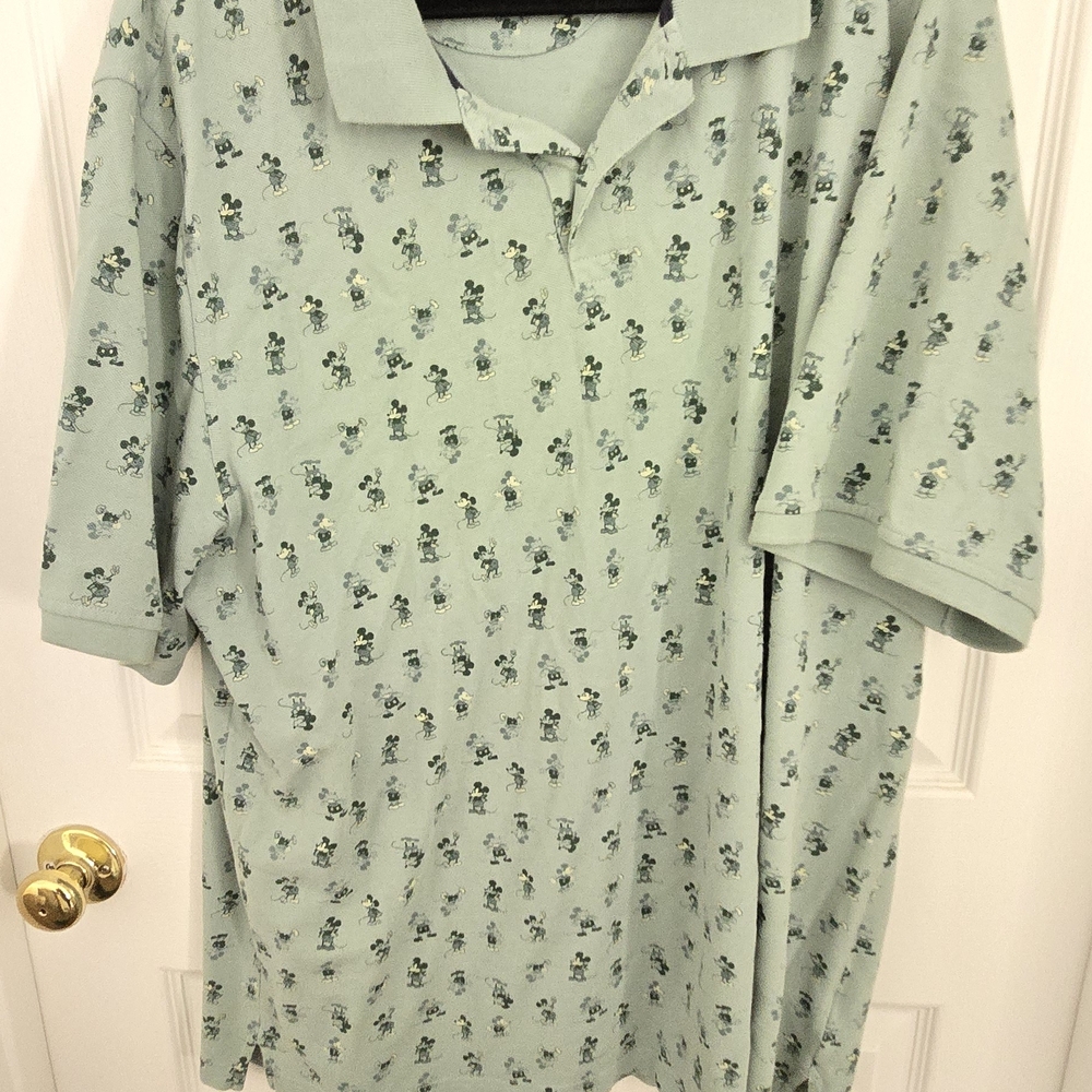 Disney Green Polo Shirt with Patterned Design